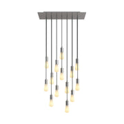 Lampada a sospensione a 14 cadute con XXL Rose-One rettangolare 675 mm con finiture in metallo - Acciaio satinato