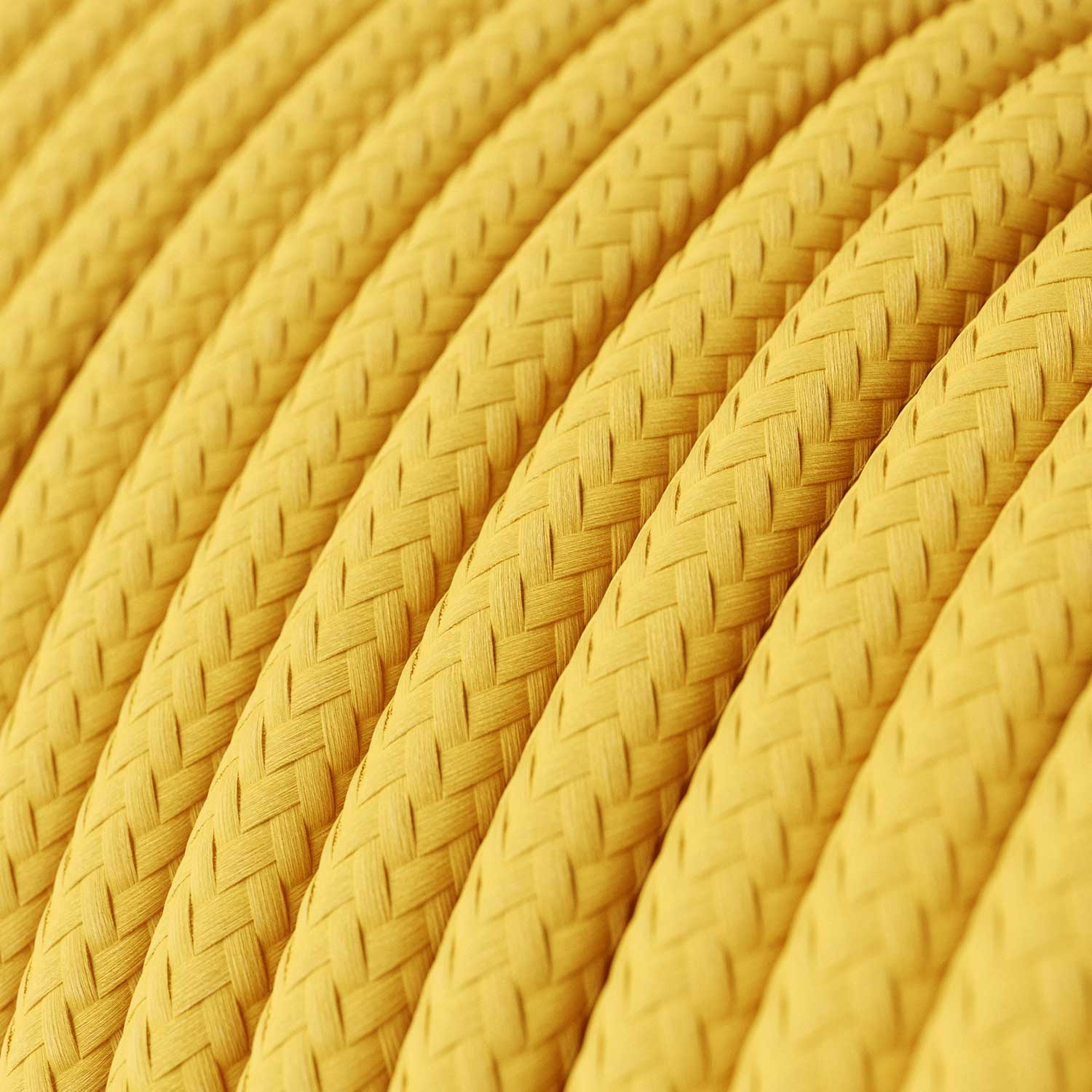 Lampada a sospensione completa di cavo tessile e finiture in porcellana colorata - Giallo