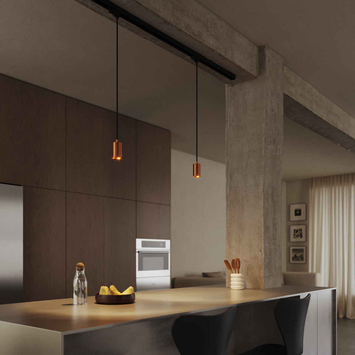Lampada a sospensione con faretto GU10 Bispot per sistema a binario - Rame satinato Si Powergear