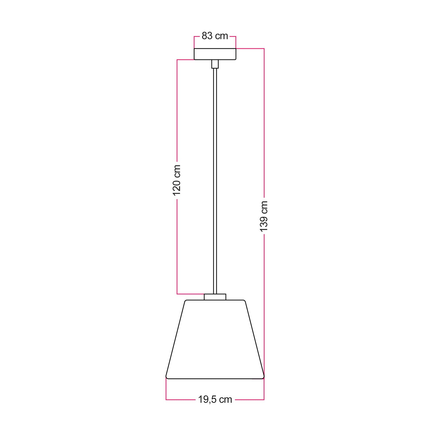 Lampada a sospensione con lampadina Ghost a cono trasparente - Nero