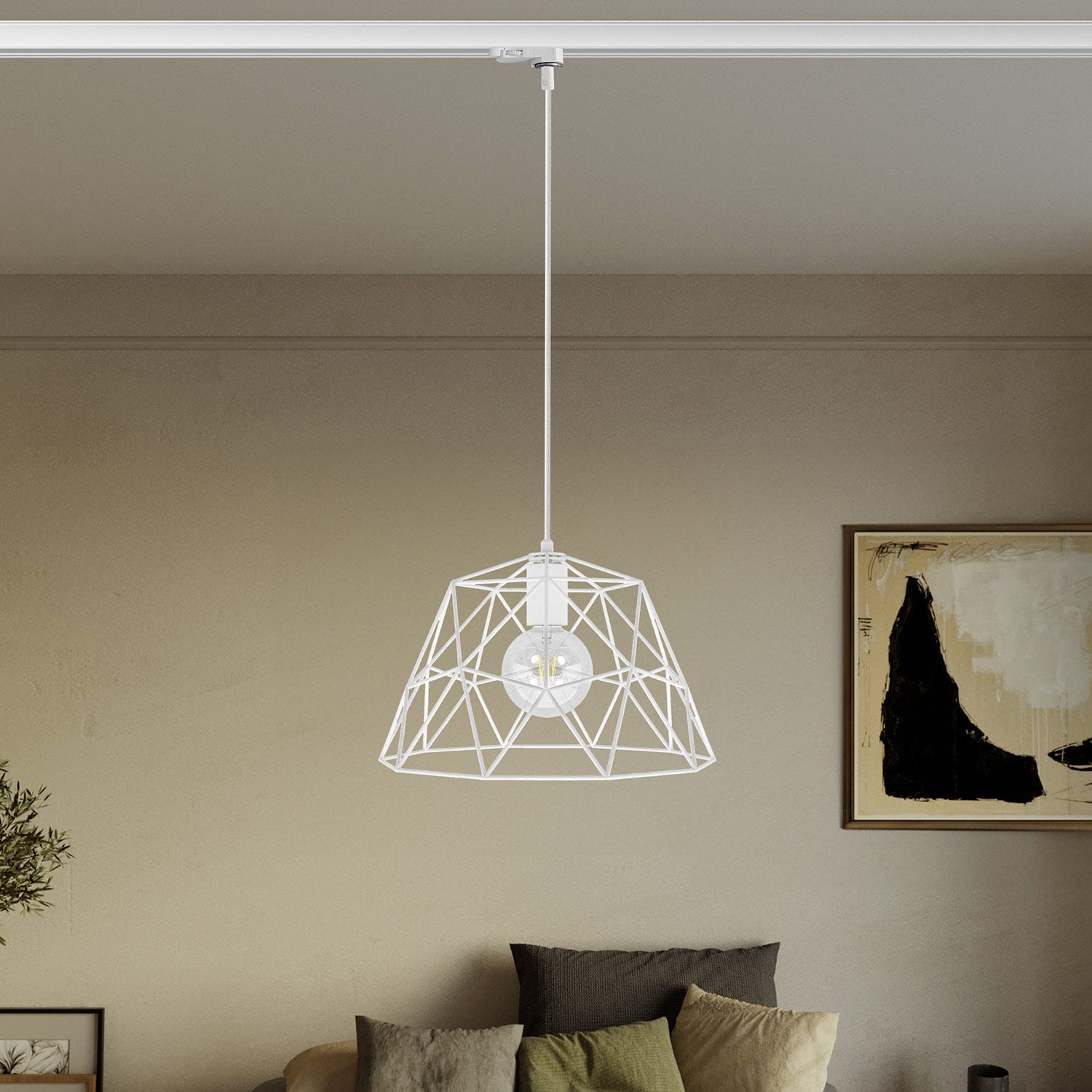 Lampada a sospensione con paralume Dome per binari - Bianco