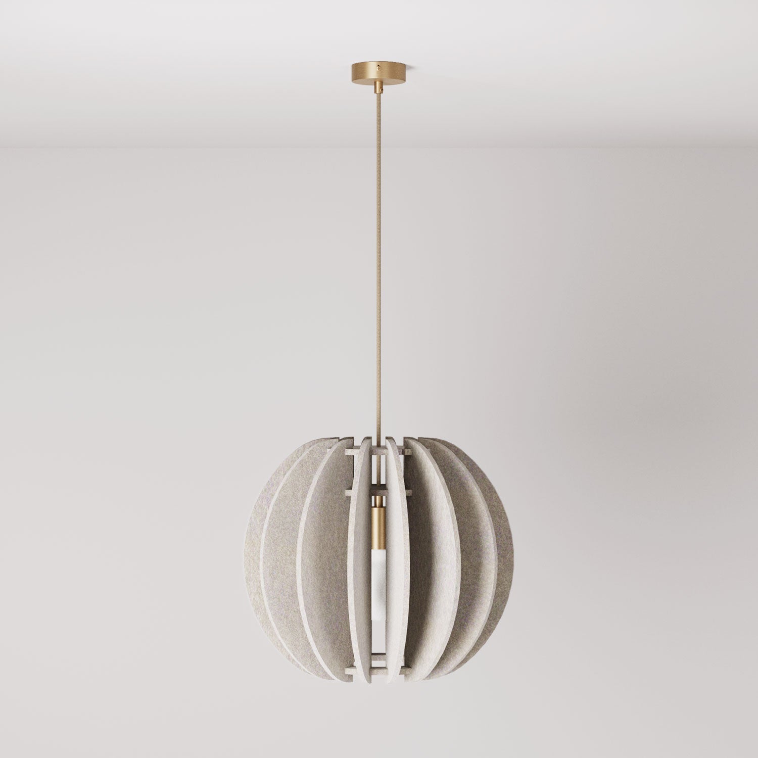 Lampada a sospensione con paralume ellittico LAMPSHHADE in materiale fonoassorbente - Tortora melange