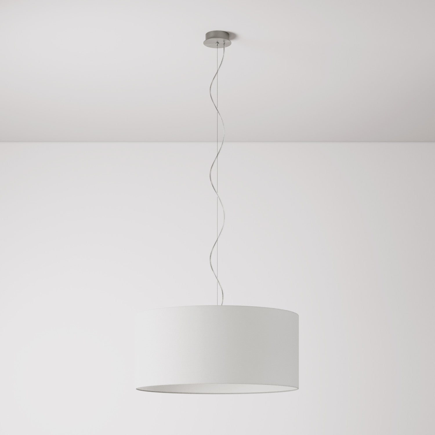 Lampada a sospensione con paralume in tessuto Cilindro Large - Made in Italy - Lino Crudo No