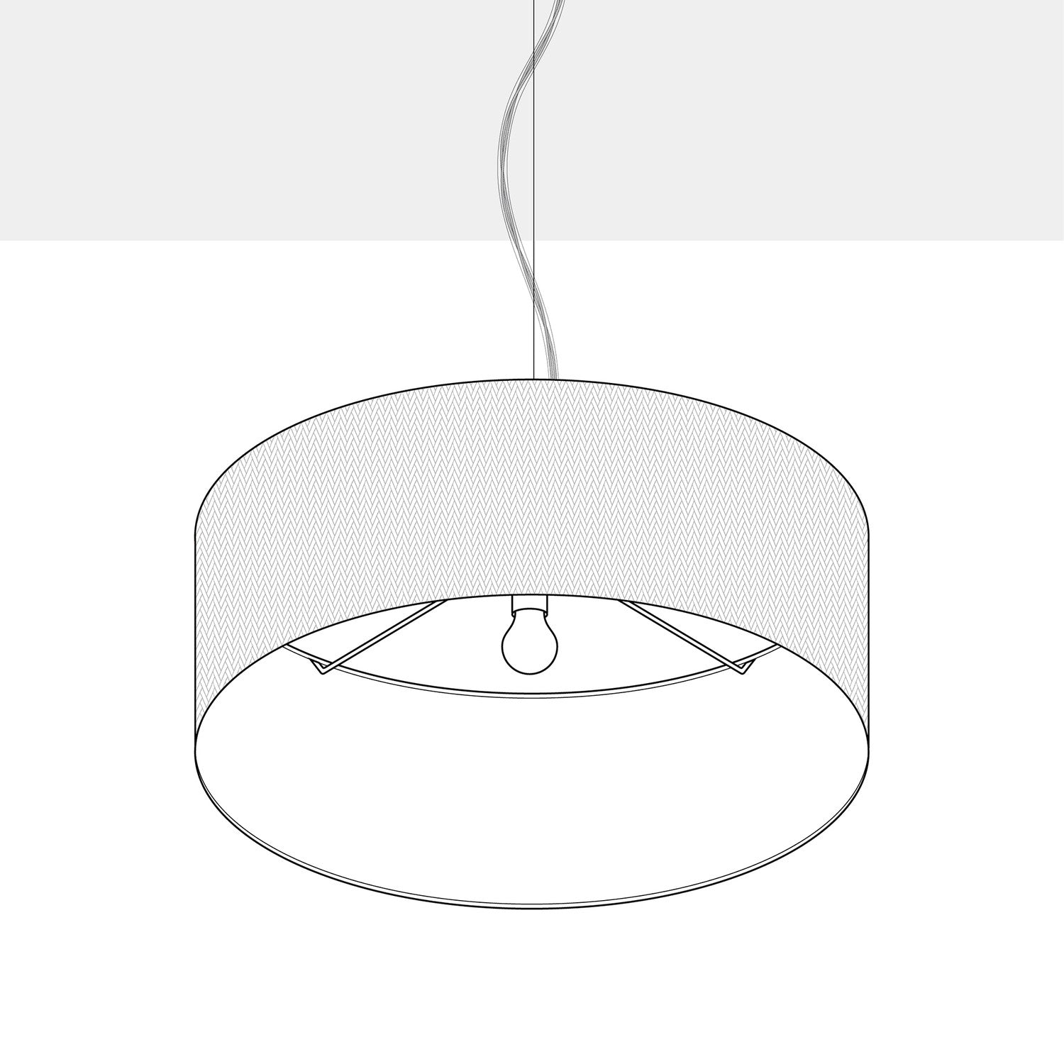 Lampada a sospensione con paralume in tessuto Cilindro Large - Made in Italy - Nero/Oro No