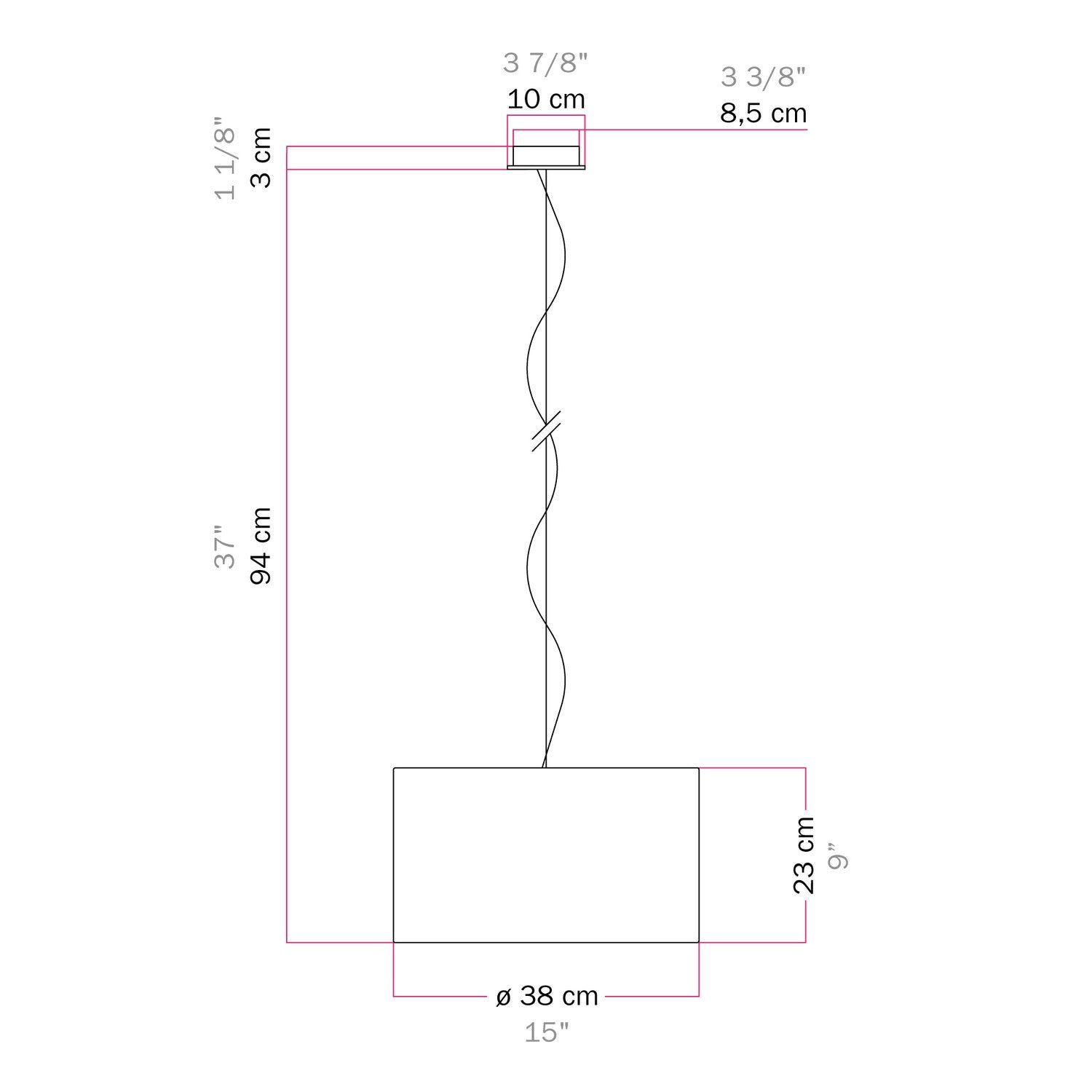 Lampada a sospensione con paralume in tessuto Cilindro Small Camelot marrone - Made in Italy No