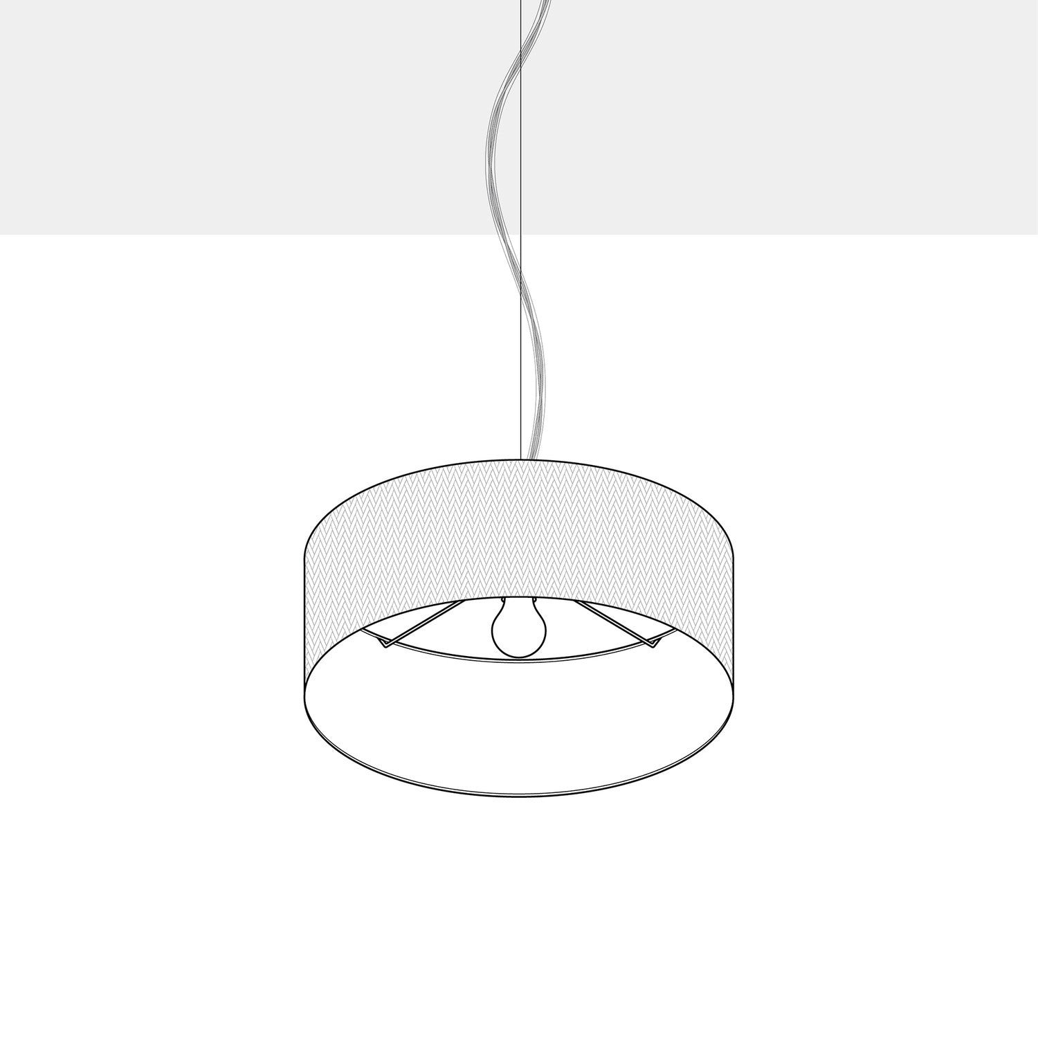 Lampada a sospensione con paralume in tessuto Cilindro Small - Made in Italy - Teletta Antracite No