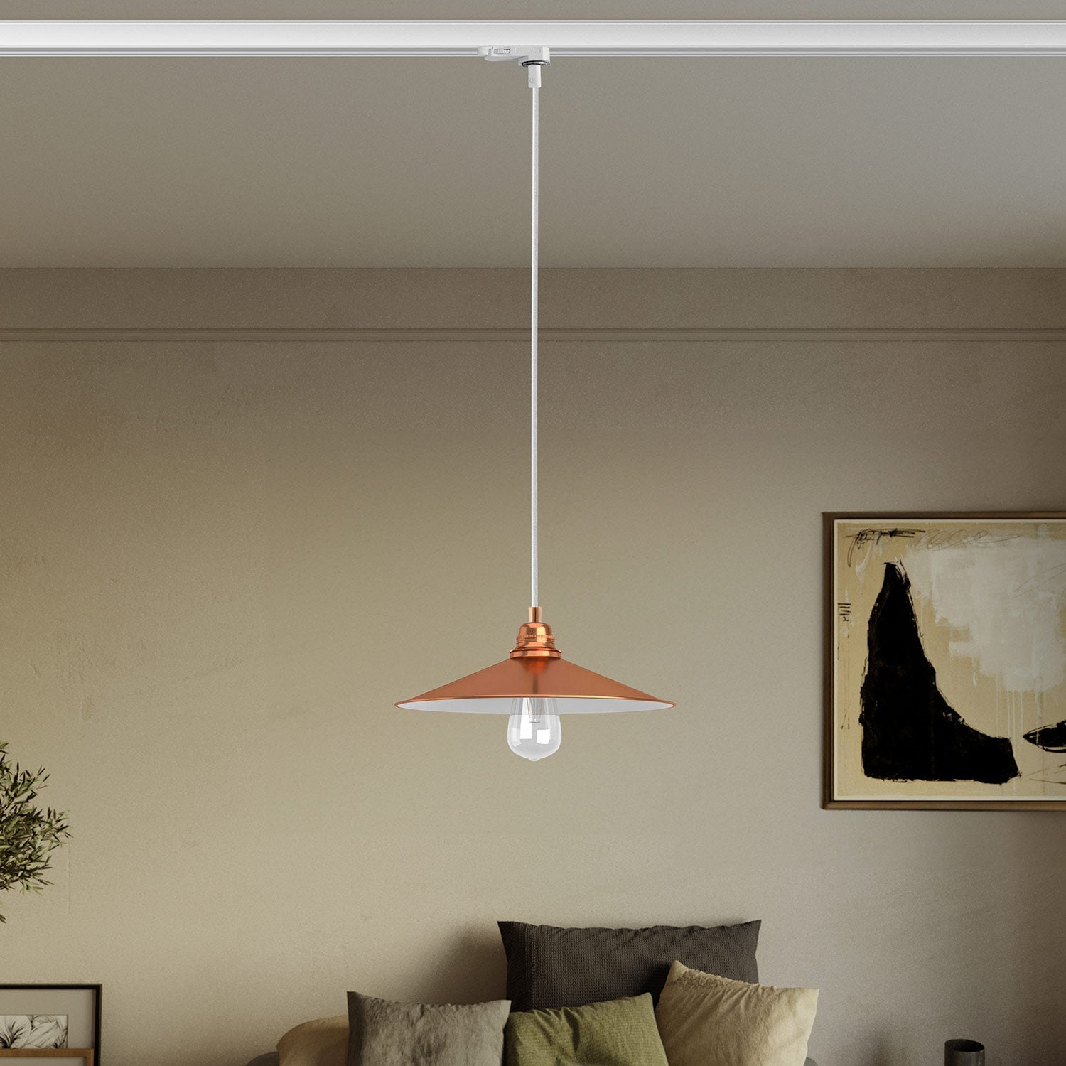 Lampada a sospensione con paralume Swing per binari - Rame