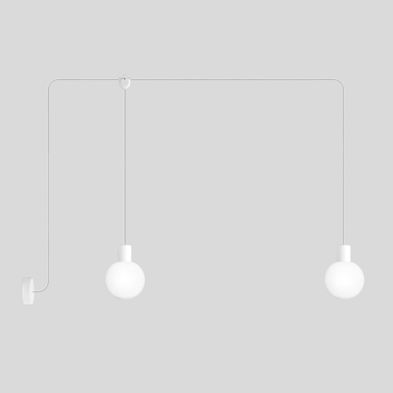 Lampada a sospensione da esterno Modulair IP65 a 2 cadute con paralumi infrangibili Unbreak-a-Ball - Bianco