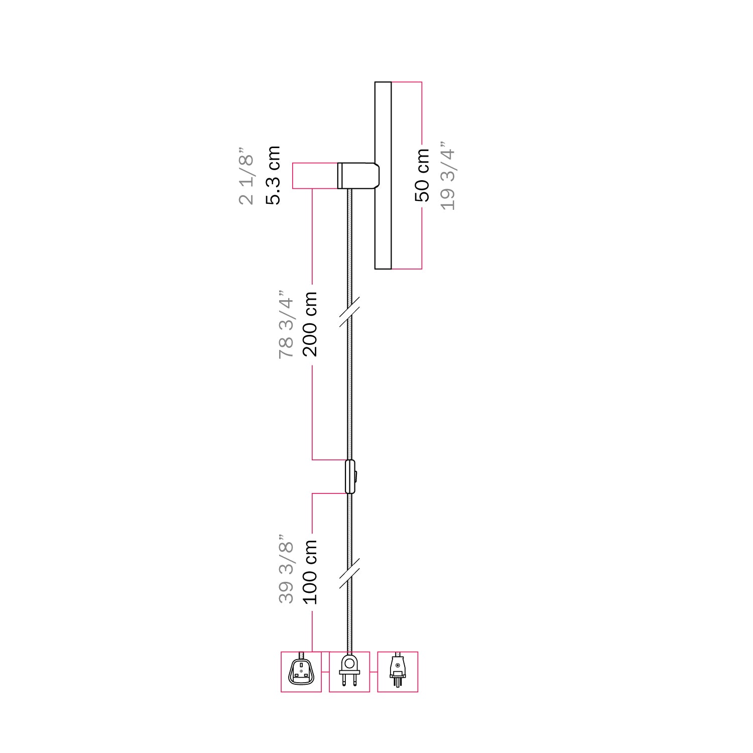 Lampada con spina con finitura metallica e lampadina LED lineare S14d - Bronzo satinato