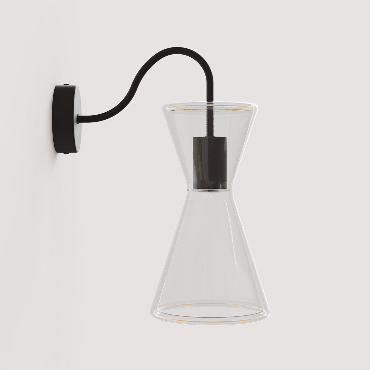 Lampada da parete Ghost Doppio cono con estensione a S - Nero
