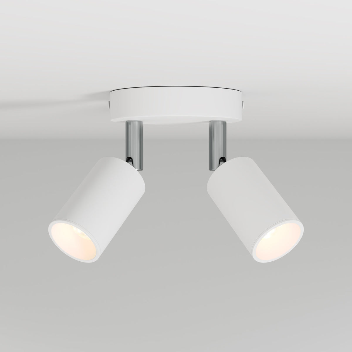 Lampada da parete o soffitto con 2 faretti GU10 Bispot orientabili - Bianco opaco