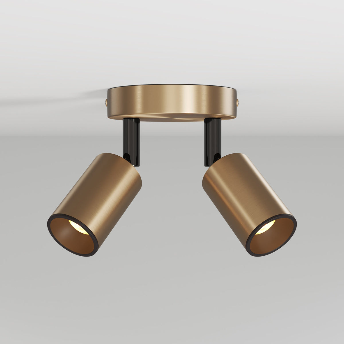 Lampada da parete o soffitto con 2 faretti GU10 Bispot orientabili - Bronzo satinato / Nero