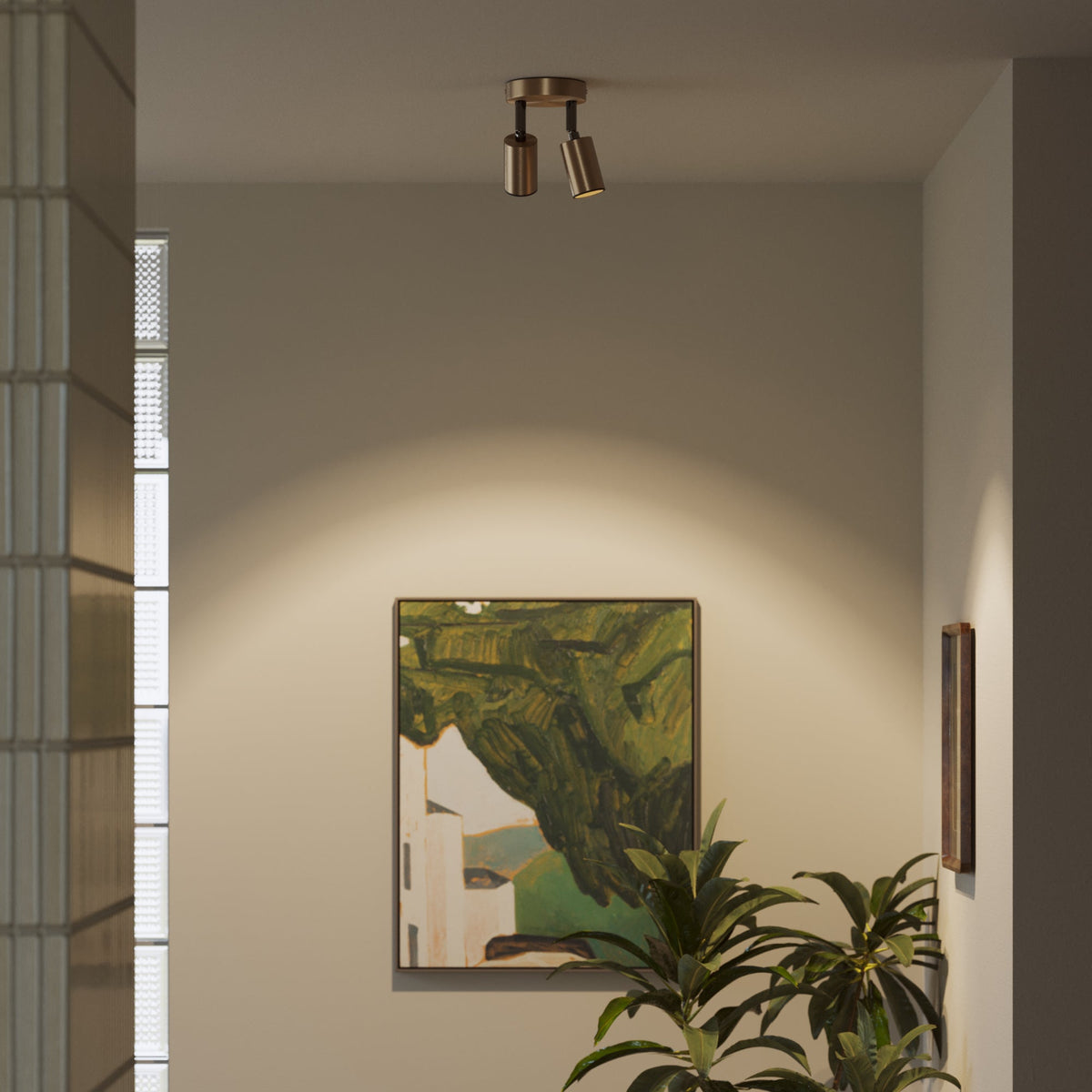 Lampada da parete o soffitto con 2 faretti GU10 Bispot orientabili - Bronzo satinato / Nero