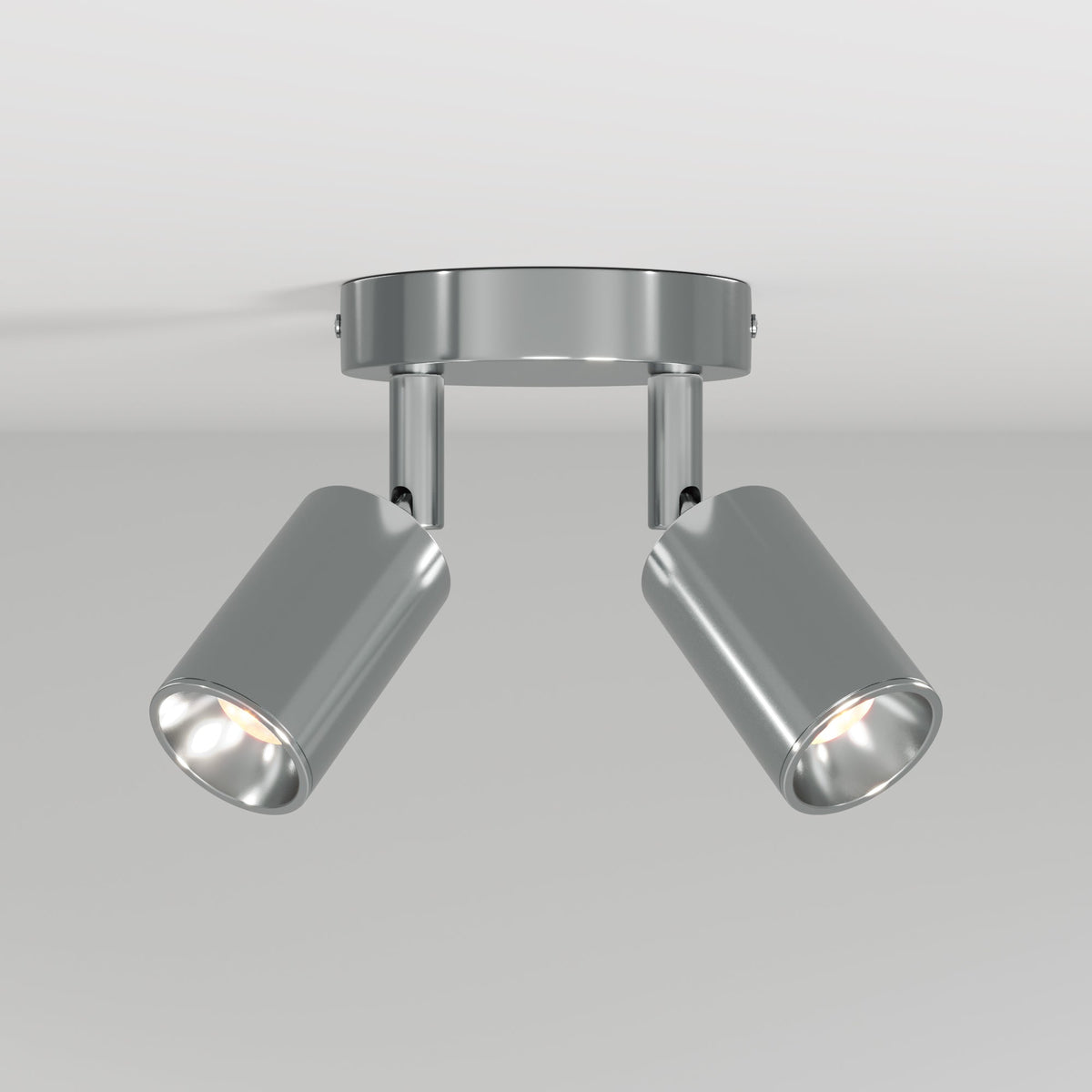 Lampada da parete o soffitto con 2 faretti GU10 Bispot orientabili - Cromo satinato