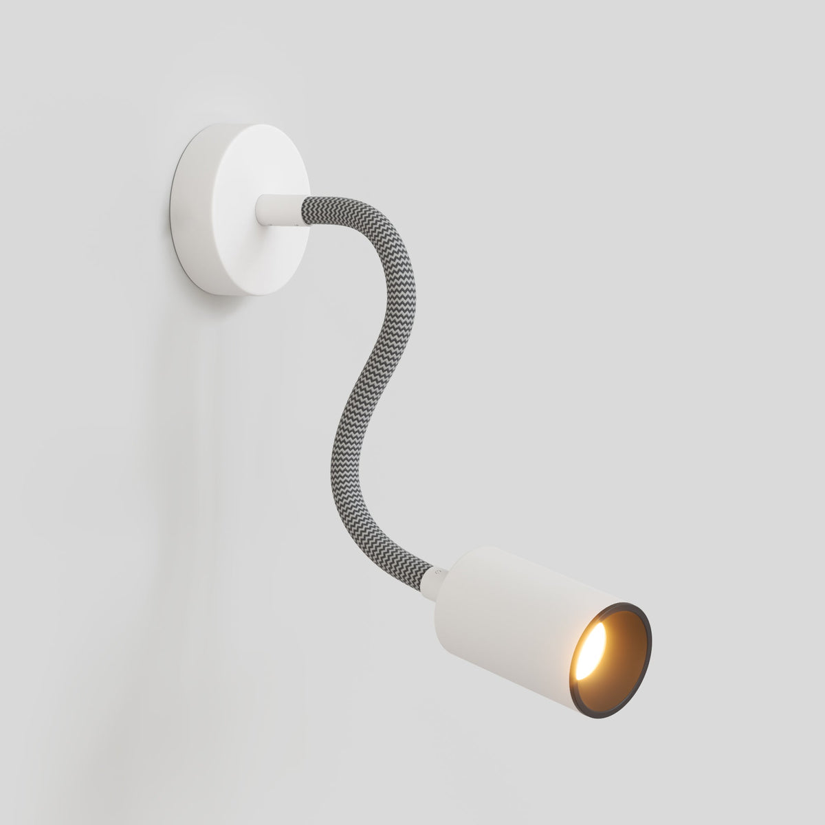 Lampada da parete o soffitto con faretto GU10 Bispot e braccio orientabile Flex 30 cm - Bianco opaco / Nero Si No
