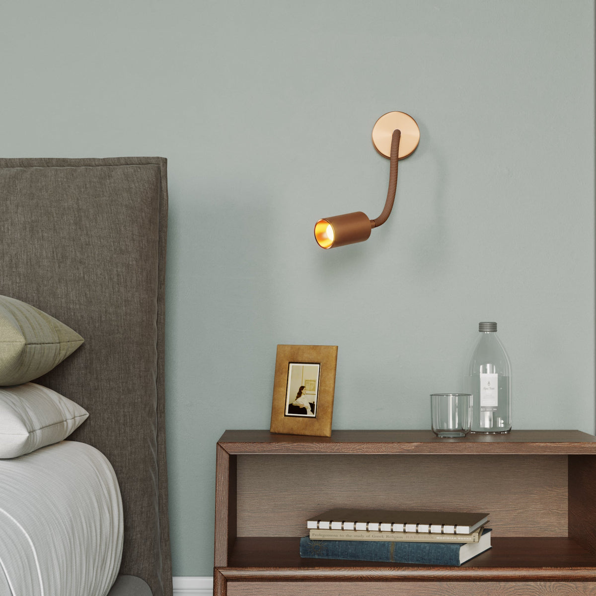 Lampada da parete o soffitto con faretto GU10 Bispot e braccio orientabile Flex 30 cm - Rame satinato Si No