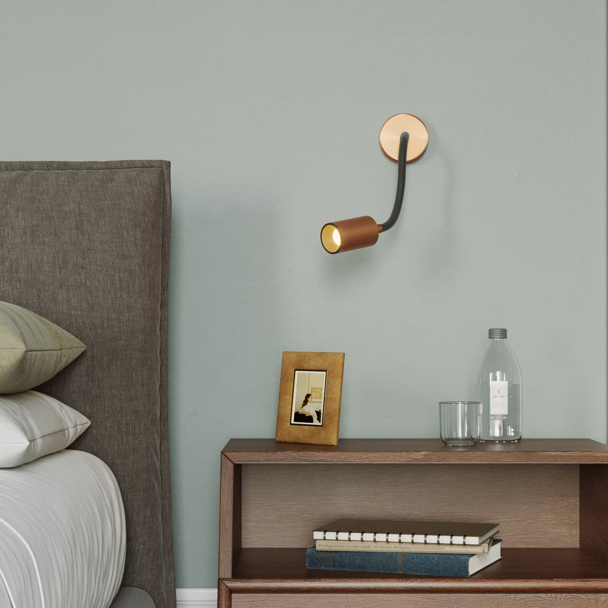 Lampada da parete o soffitto con faretto GU10 Bispot e braccio orientabile Flex 30 cm - Rame satinato / Nero Si No