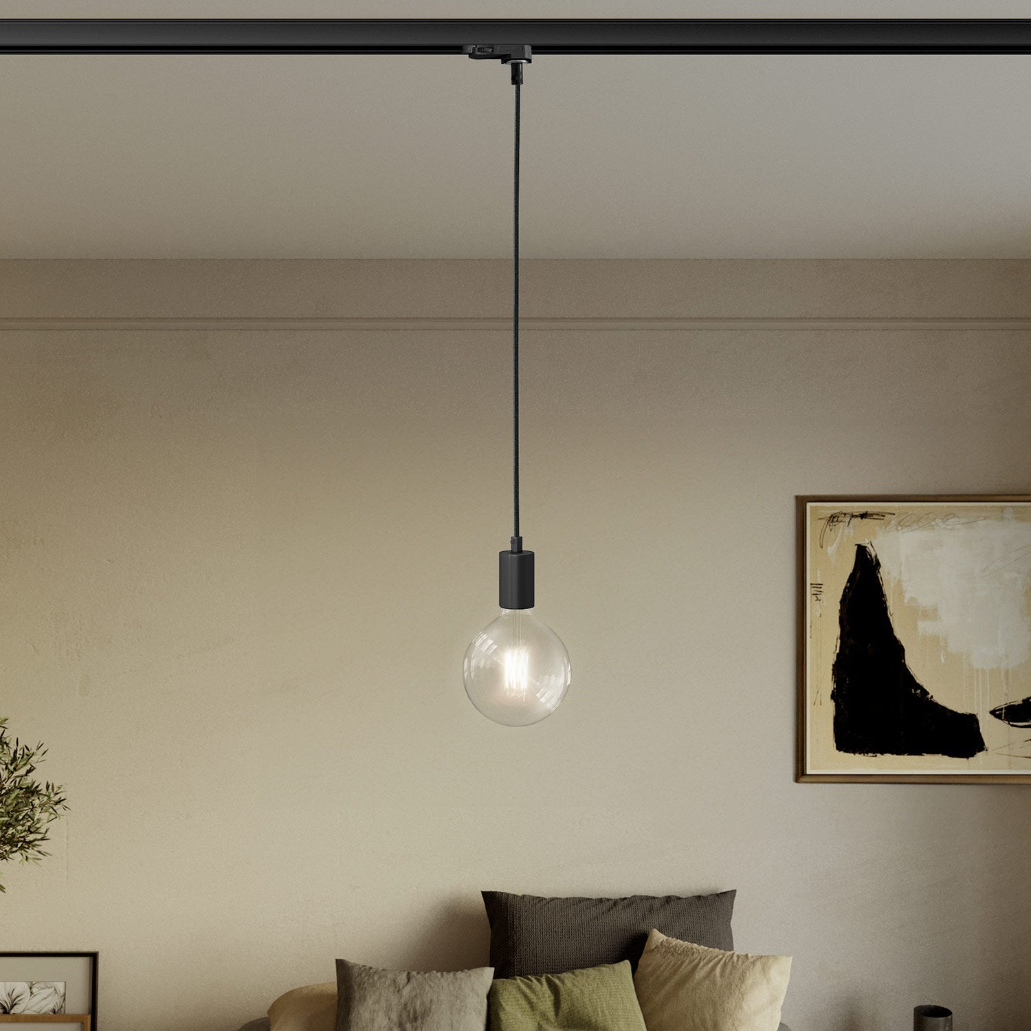 Lampada da soffitto in metallo per binari - Nero