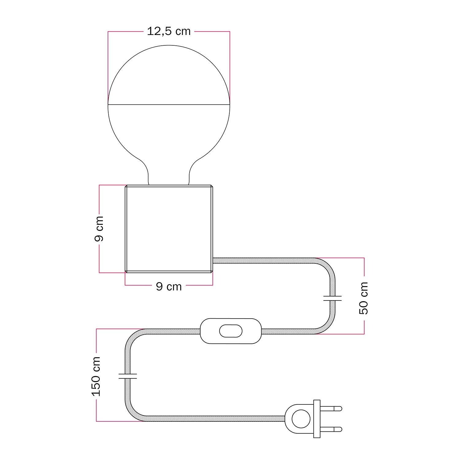 Lampada da tavolo Cubetto "Boia de" con lampadina globo mezza sfera argento - Tuttapolpa