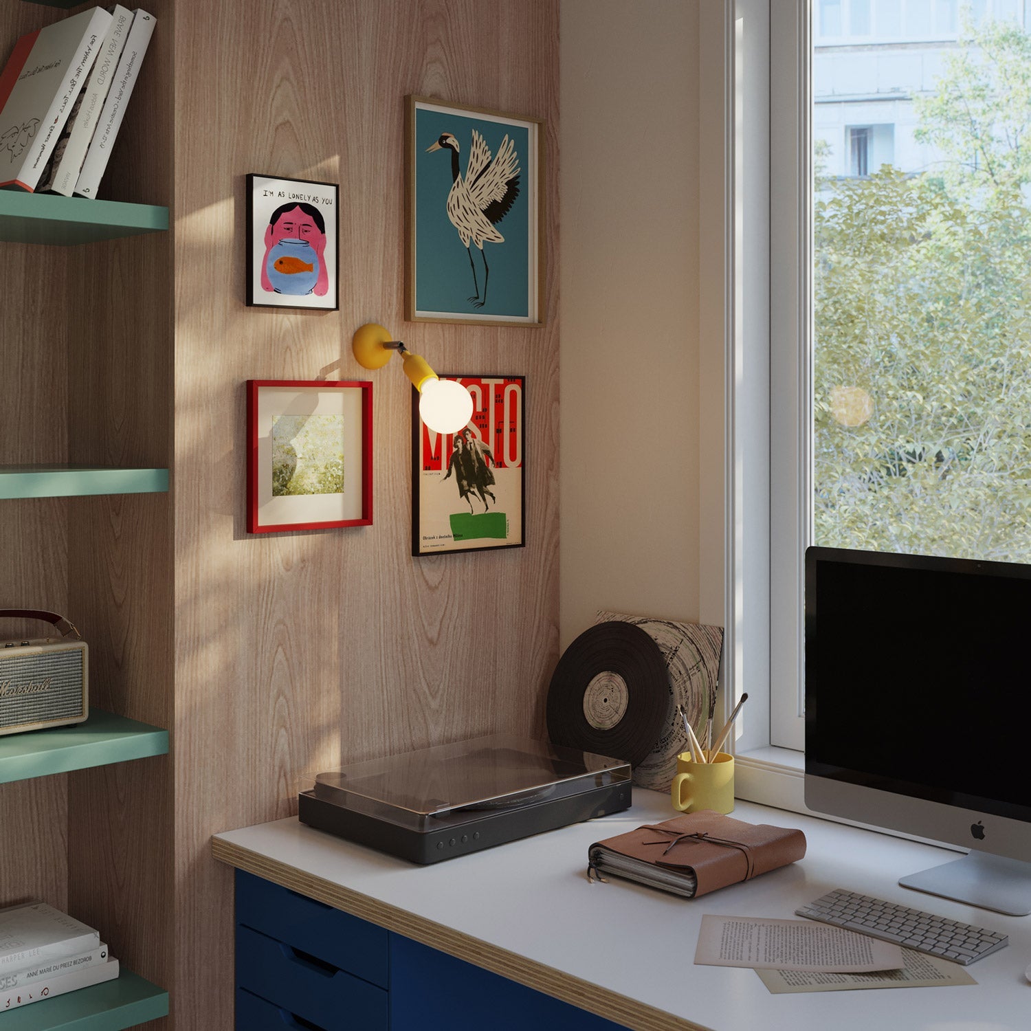 Lampada Fermaluce in silicone con snodo - Giallo