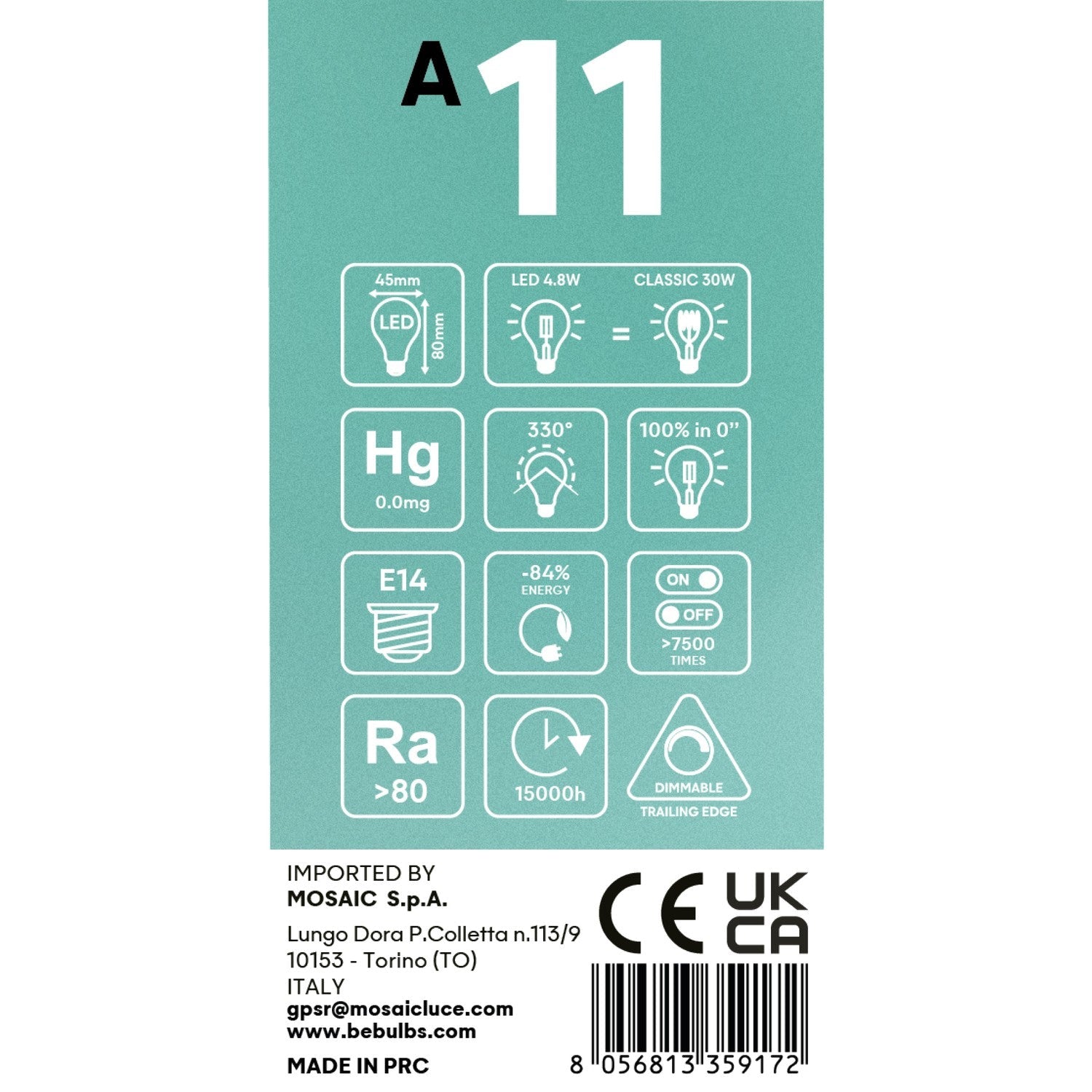 Lampadina LED Mezza Sfera Oro Mini Globo G45 4,8W 380Lm E14 2700K Dimmerabile - A11