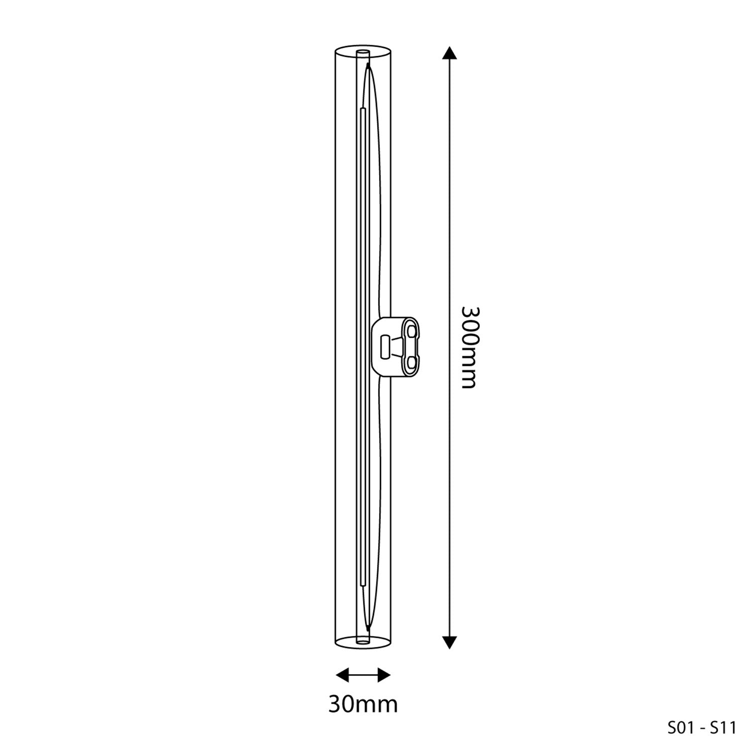 Lampadina LED Trasparente CRI 90 Lineare S14d - lunghezza 300 mm 6W 520Lm 2700K Dimmerabile - S01