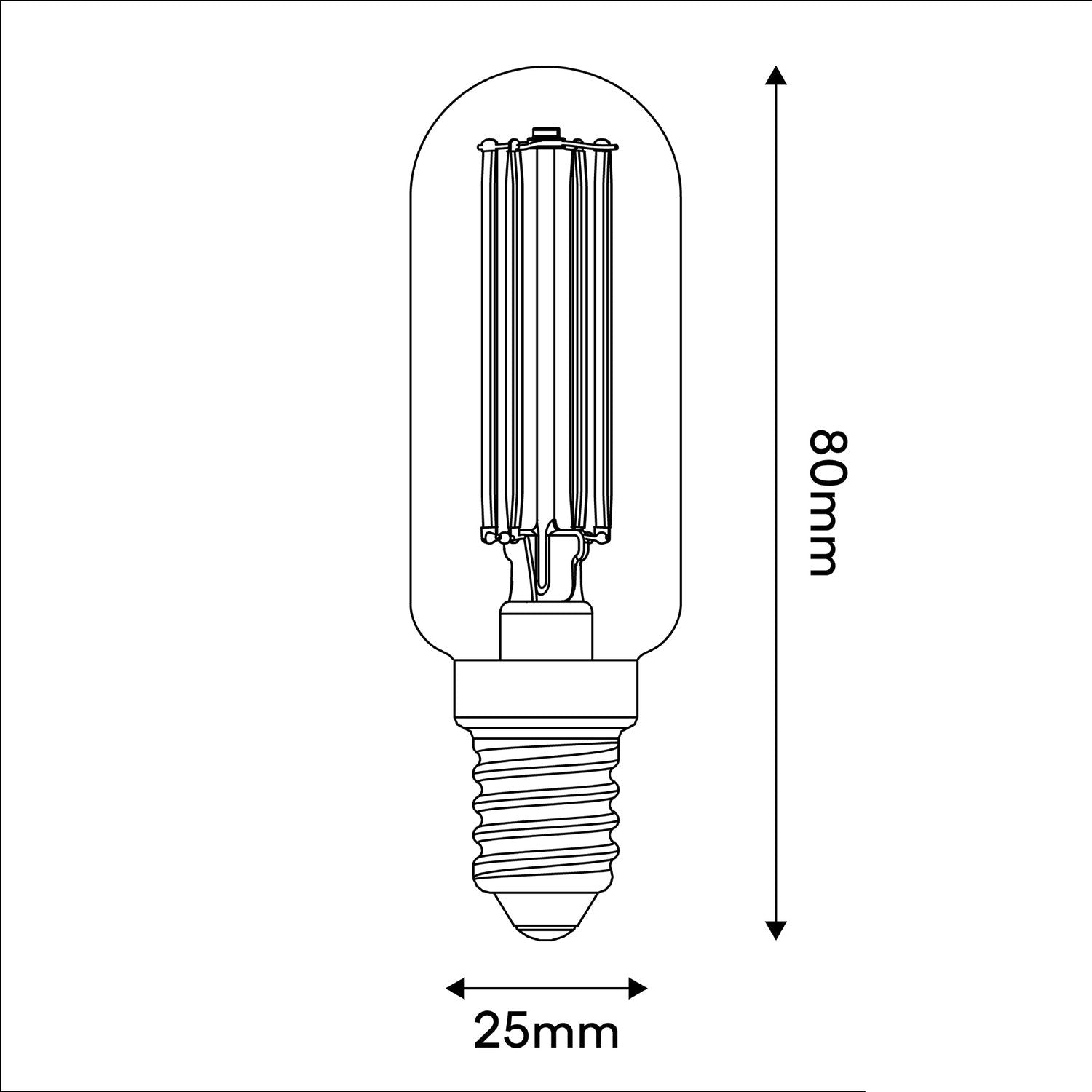 Lampadina LED Trasparente Linea 5V Tubolare T25 1,8W 160Lm E14 2500K Dimmerabile - B07