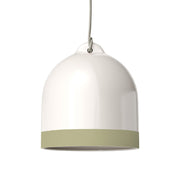 Paralume Campana M bicolore in ceramica Bianco e Verde salvia, collezione Materia - Made in Italy