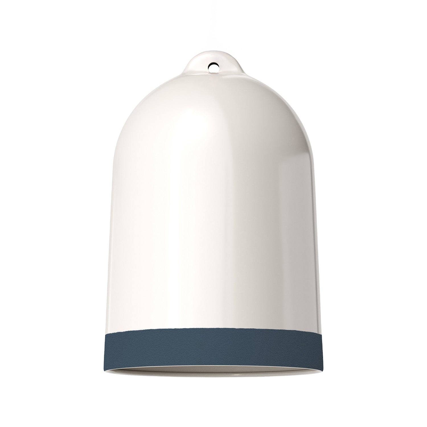 Paralume Campana XL bicolore in ceramica Bianco e Petrolio, collezione Materia - Made in Italy