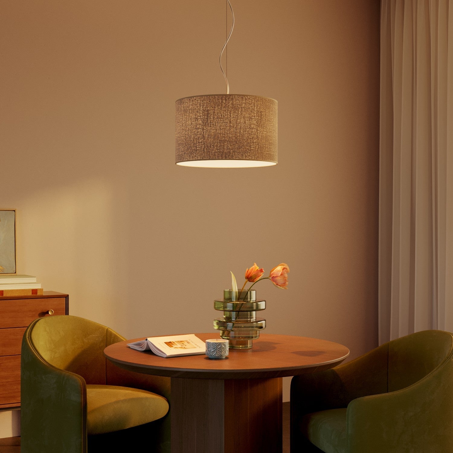 Paralume Cilindro L in tessuto con attacco E27 - Made in Italy - Juta Naturale