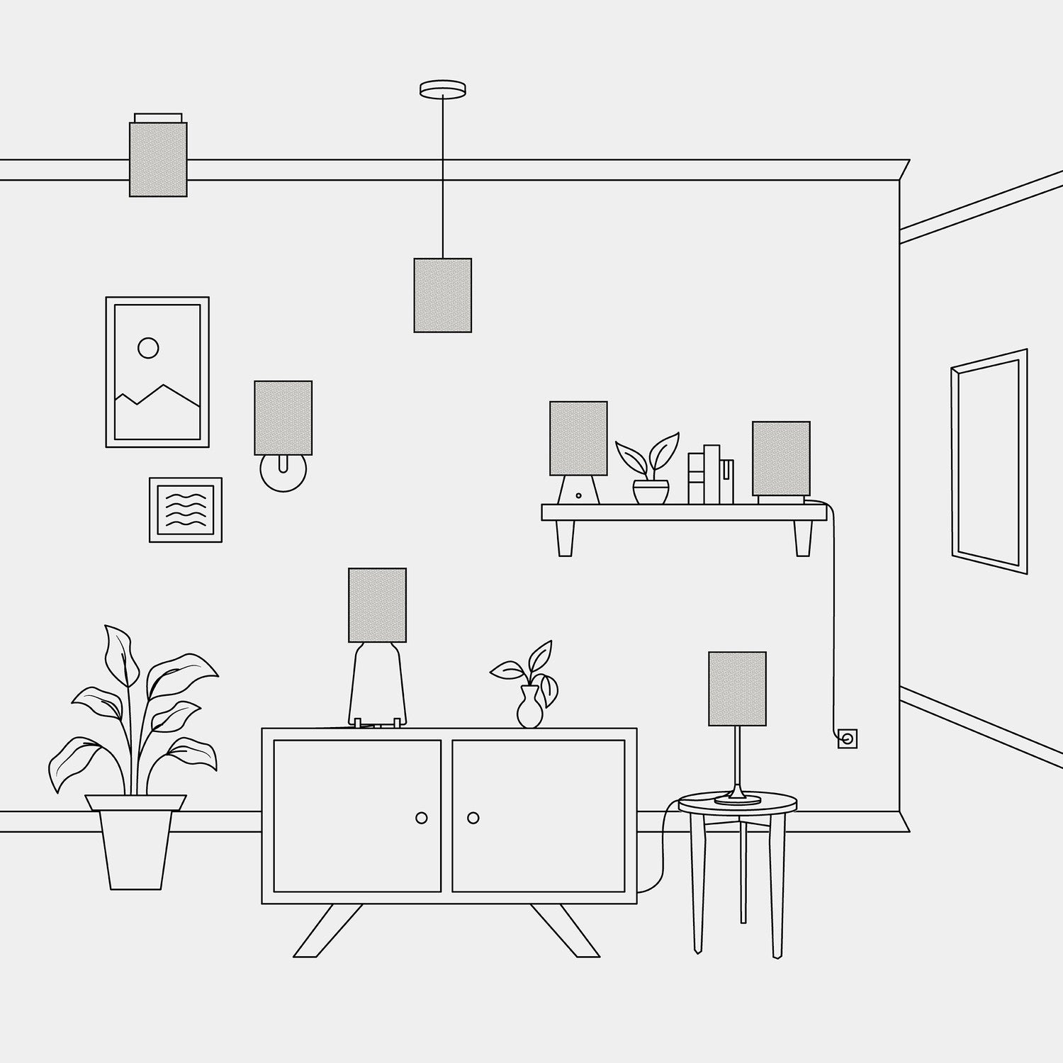 Paralume Cilindro S in tessuto con attacco E27 - Made in Italy - Lana Grigio Chiaro