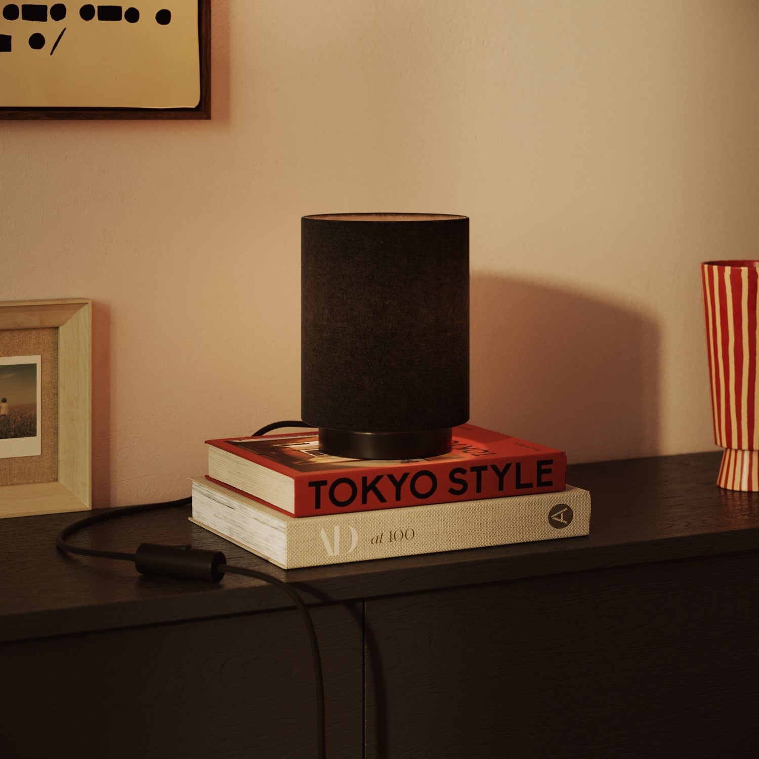 Paralume Cilindro S in tessuto con attacco E27 - Made in Italy - Lana Grigio Scuro