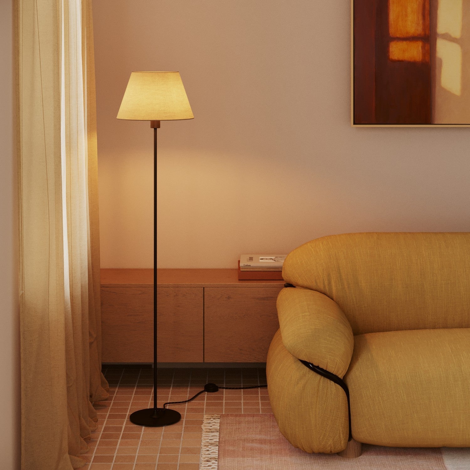 Paralume Impero M in tessuto per lampada da terra con attacco E27 - Made in Italy - Arenal Tortora