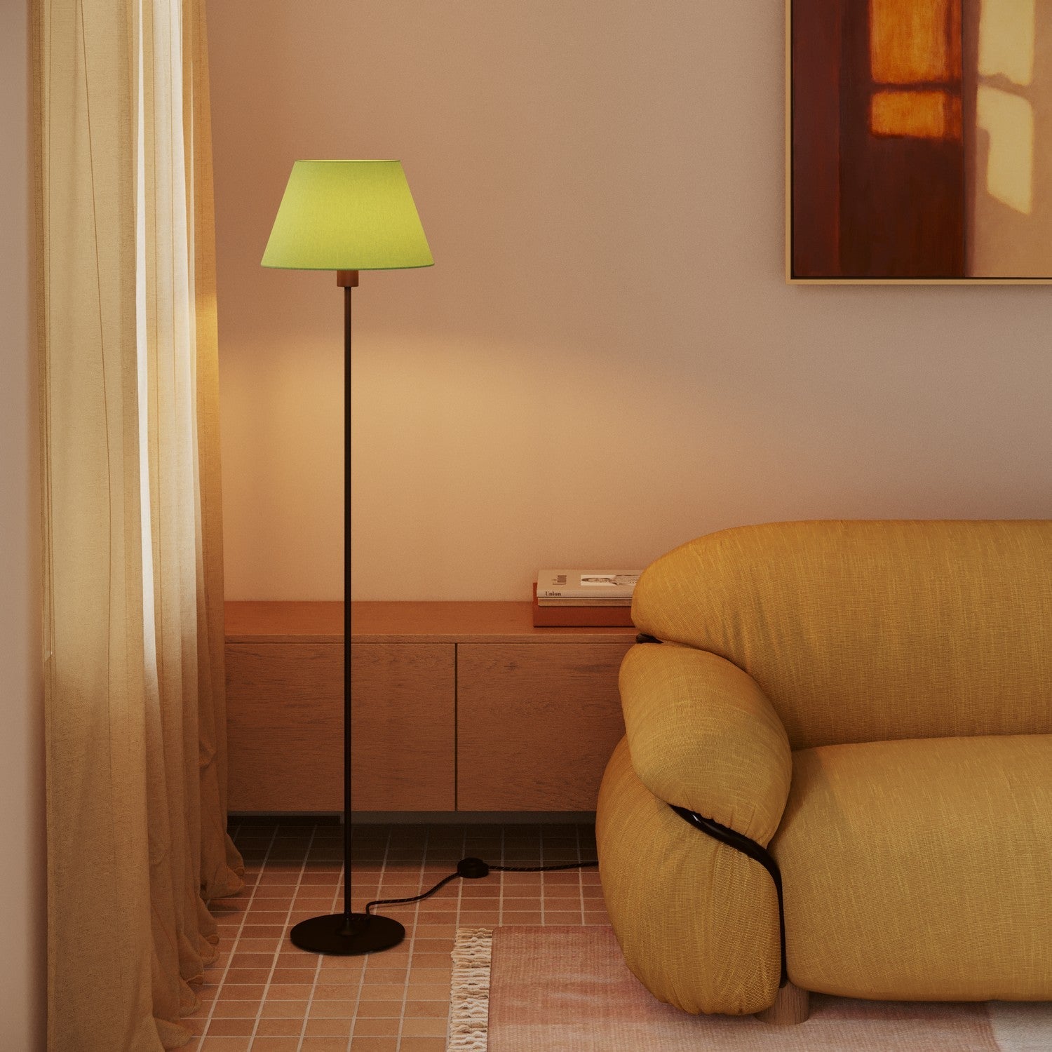 Paralume Impero M in tessuto per lampada da terra con attacco E27 - Made in Italy - Cinette Verde Pistacchio