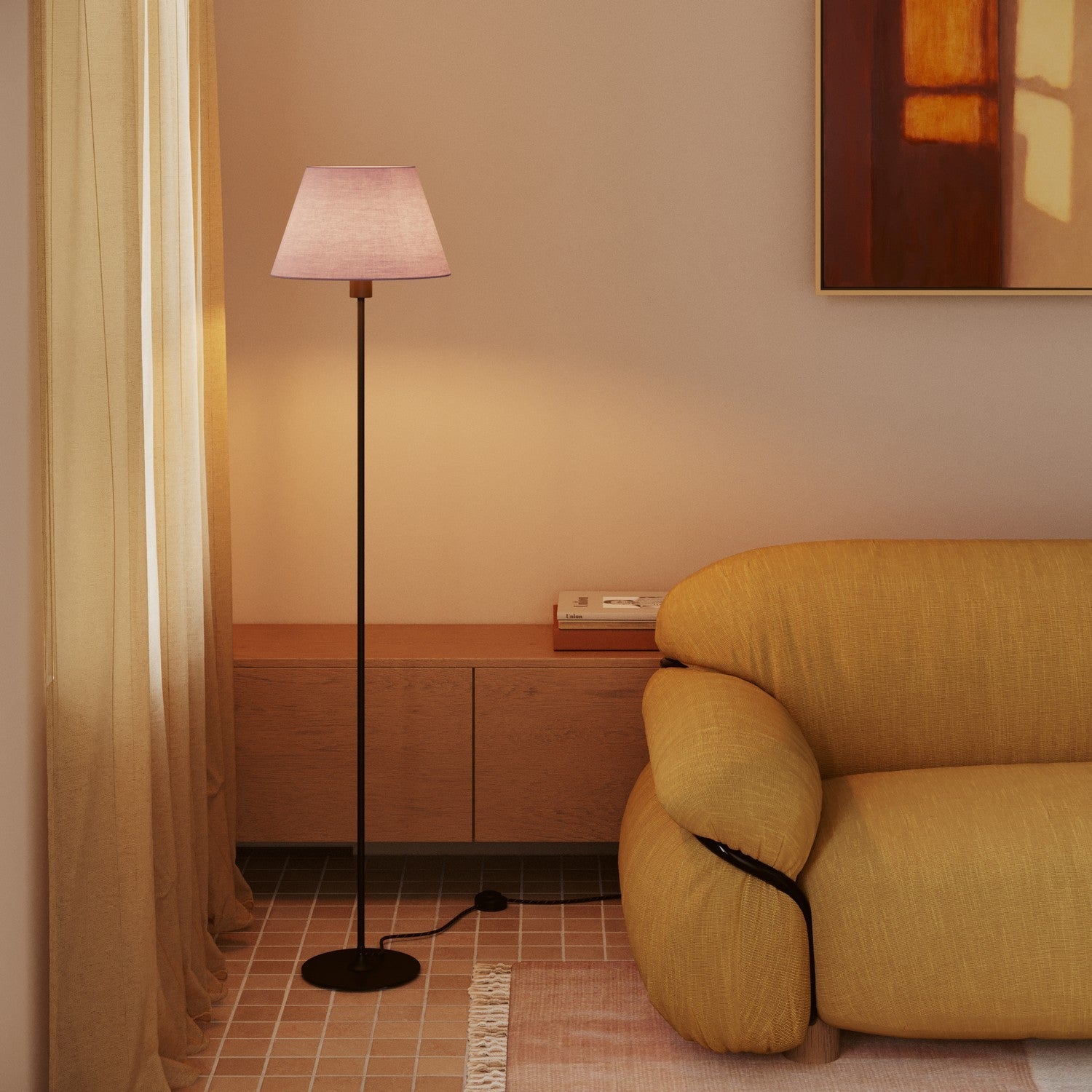 Paralume Impero M in tessuto per lampada da terra con attacco E27 - Made in Italy - Teletta Lilla