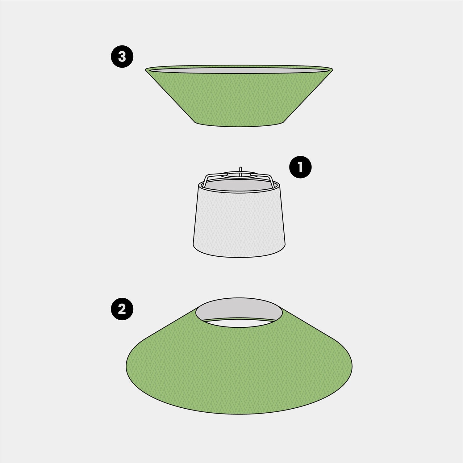 Paralume in tessuto Clessidra Cinette verde pistacchio - Made in Italy Arenal sabbia
