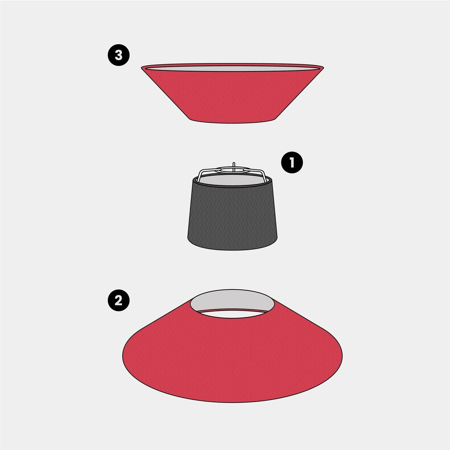 Paralume in tessuto Clessidra Teletta rosso - Made in Italy Teletta antracite