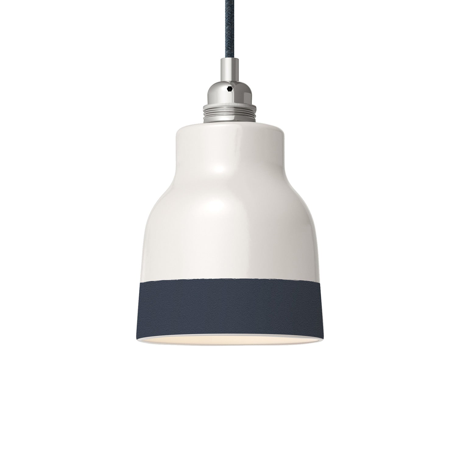 Paralume Vaso bicolore in ceramica Bianco e Petrolio, collezione Materia - Made in Italy