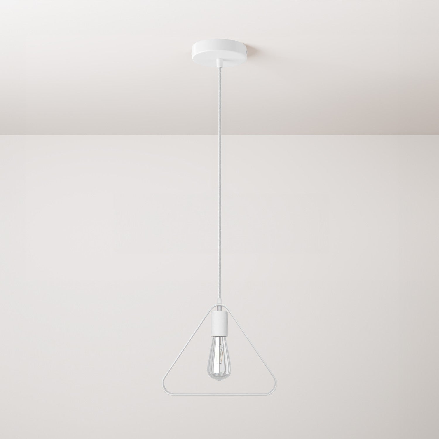 Pendant lamp with textile cable, Duedì Apex lampshade and metal details - White