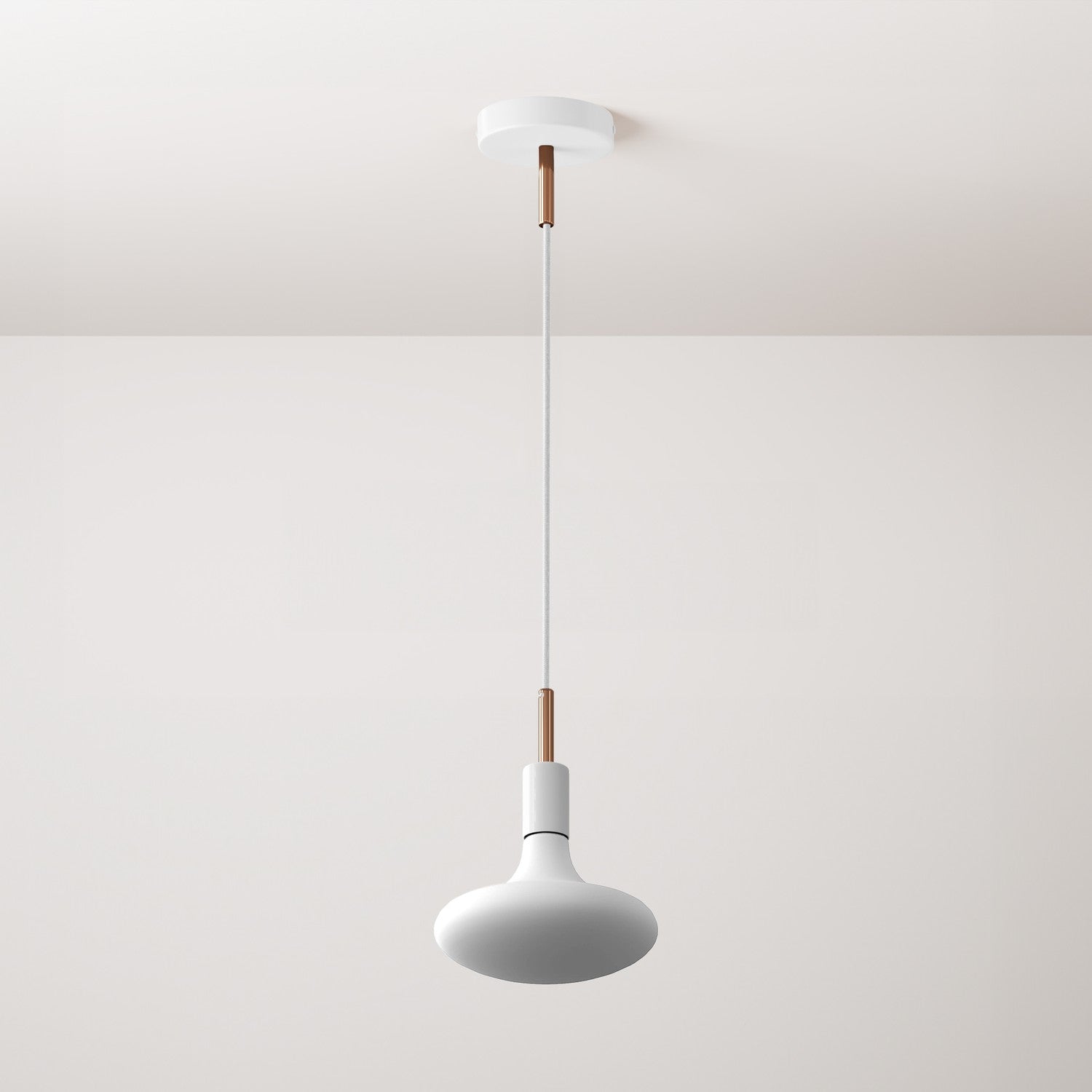 Pendant lamp with textile cable, metal details and 7cm cable clamp - White