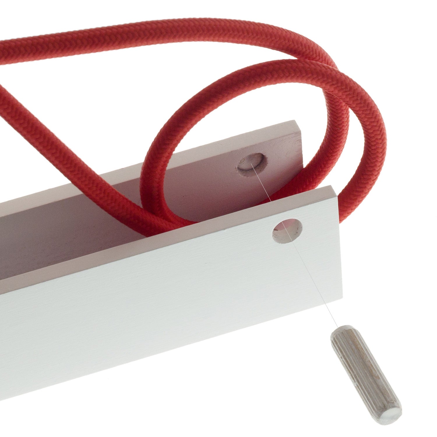 Pinocchio, supporto a muro regolabile in legno per lampade a sospensione - Bianco