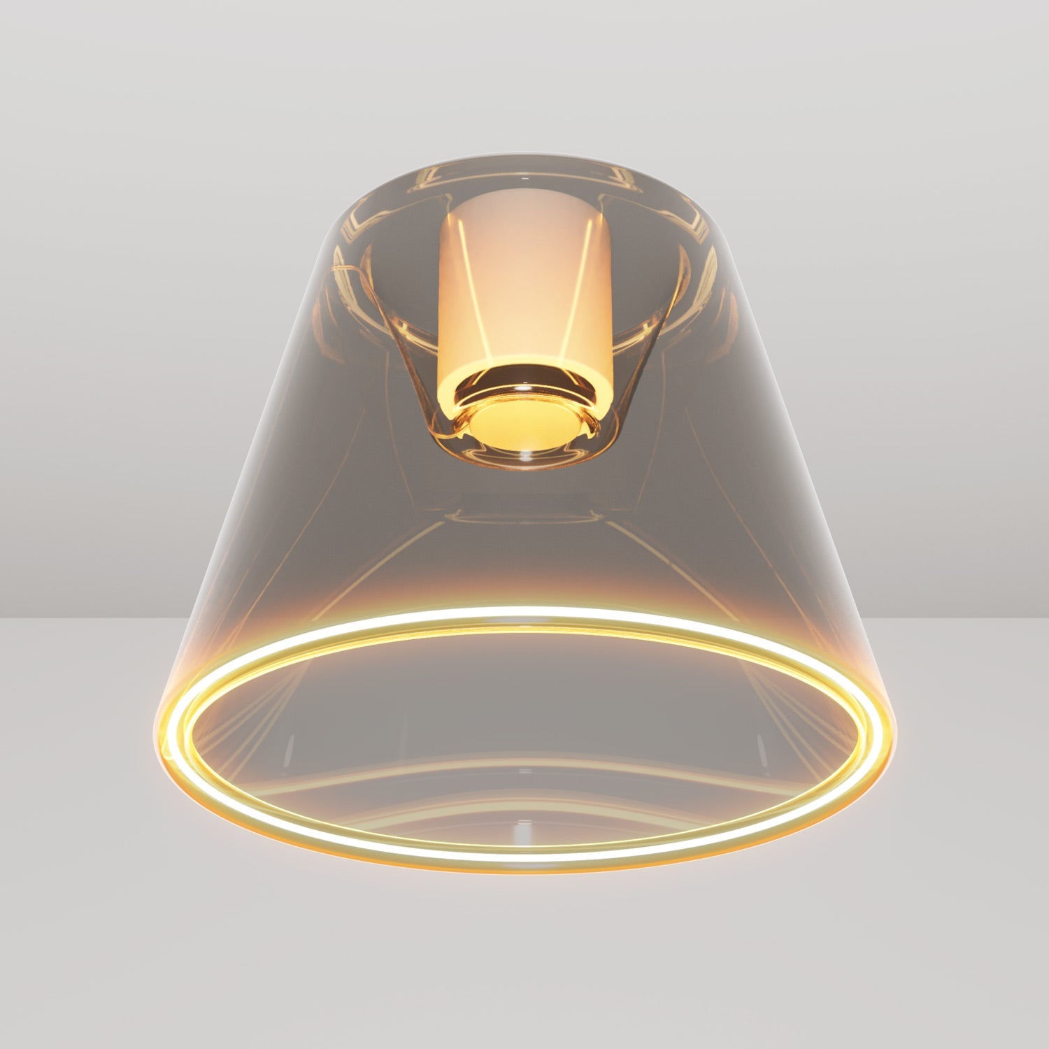 Plafoniera design con lampadina Ghost a cono smoky - Bianco