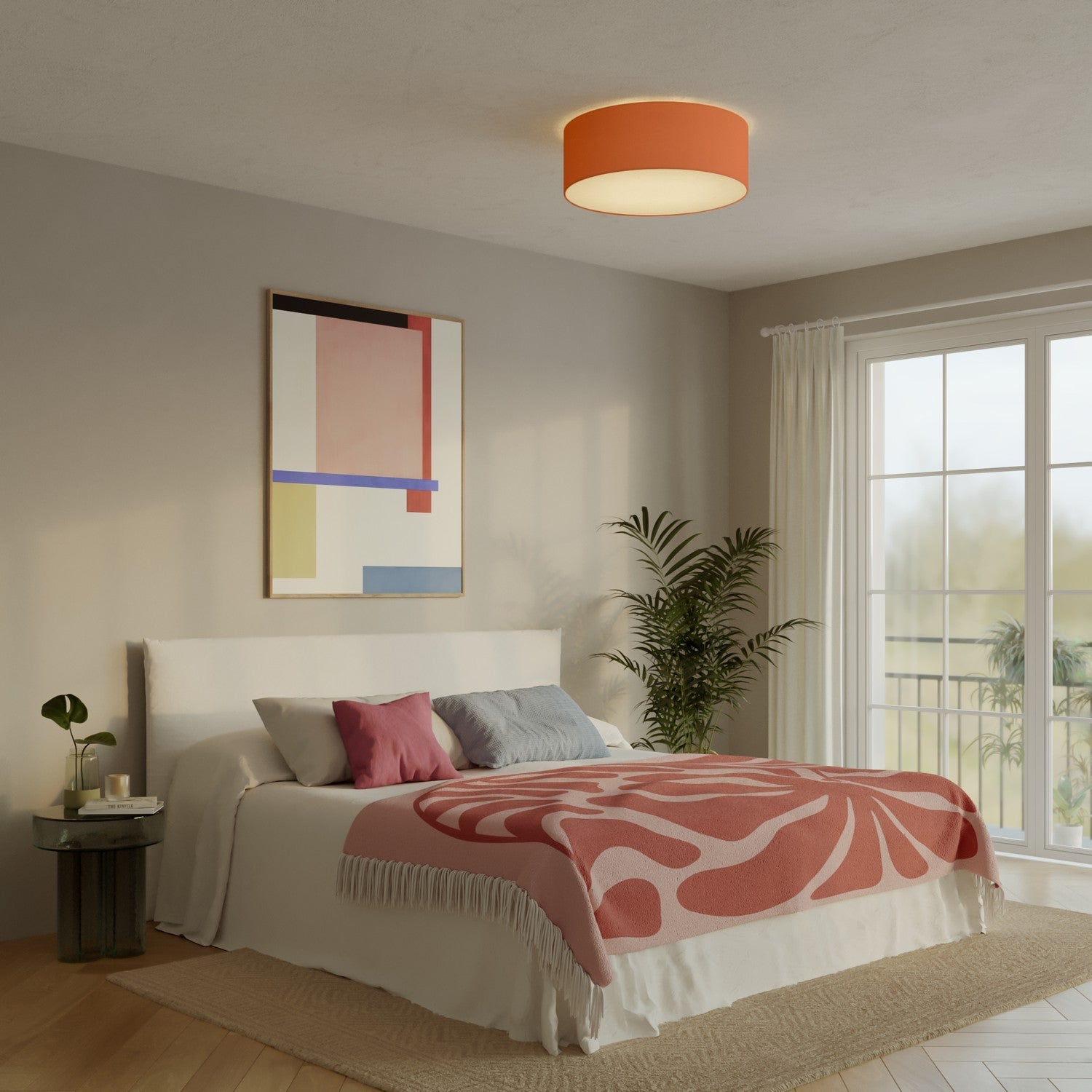 Plafoniera in tessuto Large Cinette aragosta - Made in Italy