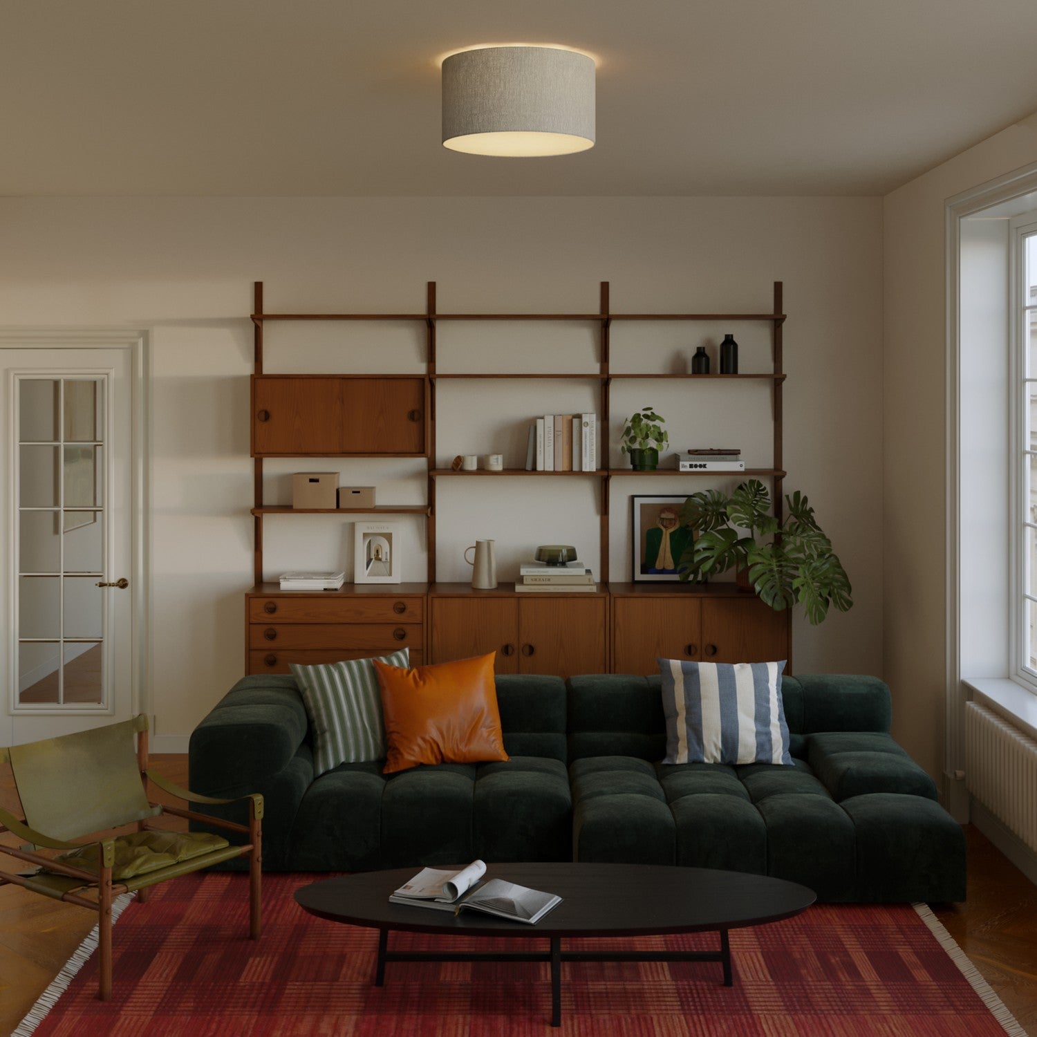 Plafoniera in tessuto Medium Camelot grigio - Made in Italy