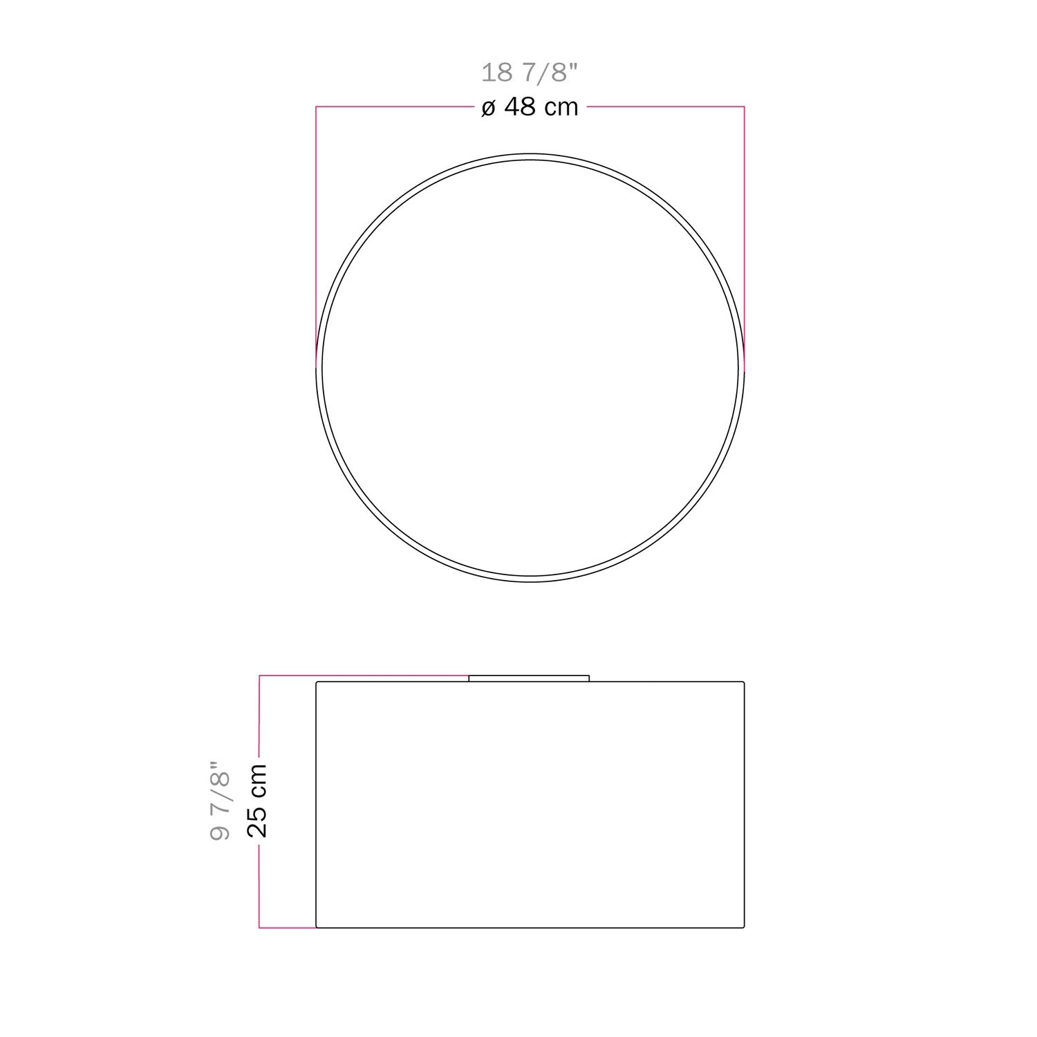 Plafoniera in tessuto Medium - Made in Italy - Teletta Verde Dubbio