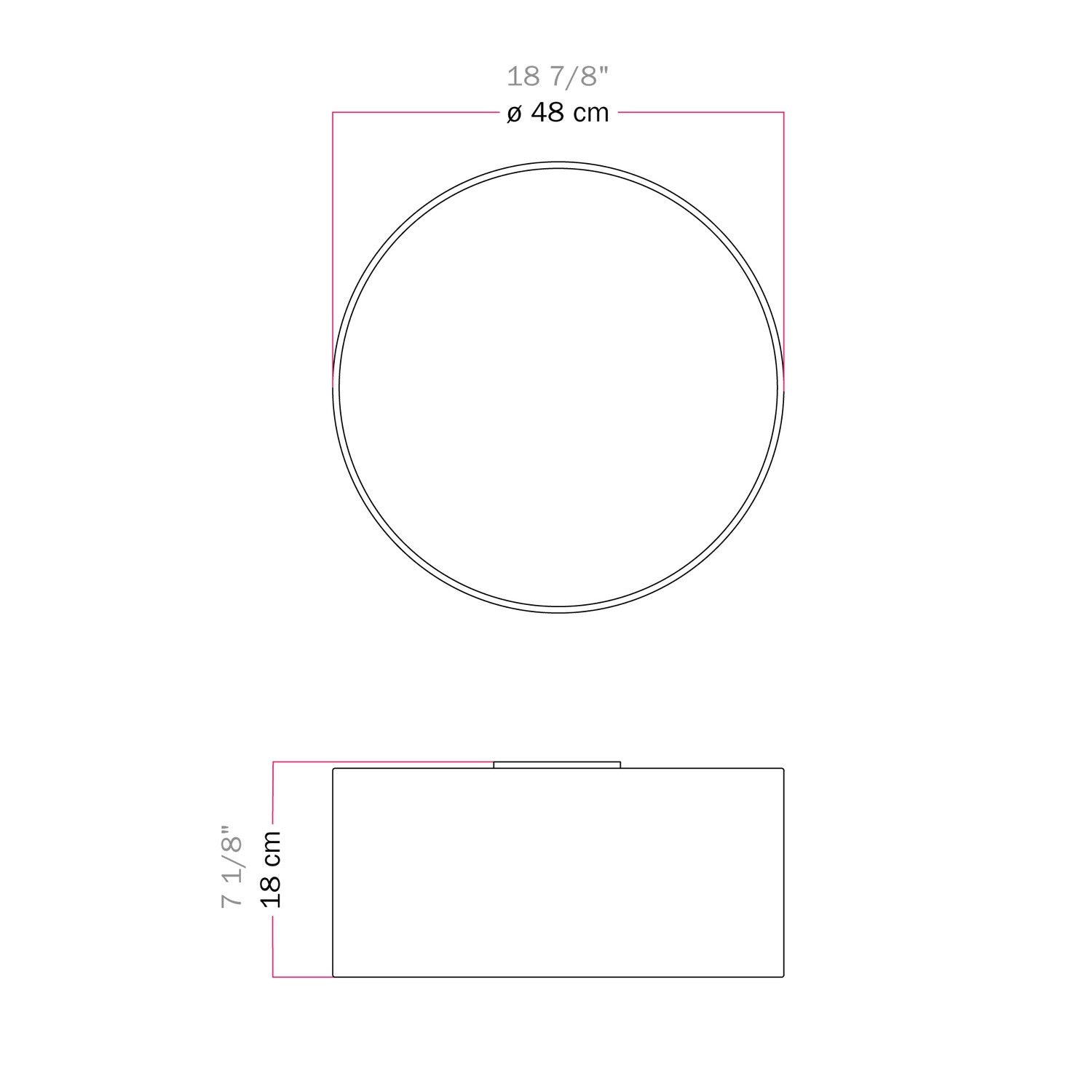 Plafoniera in tessuto Medium Slim - Made in Italy- Arenal Sabbia