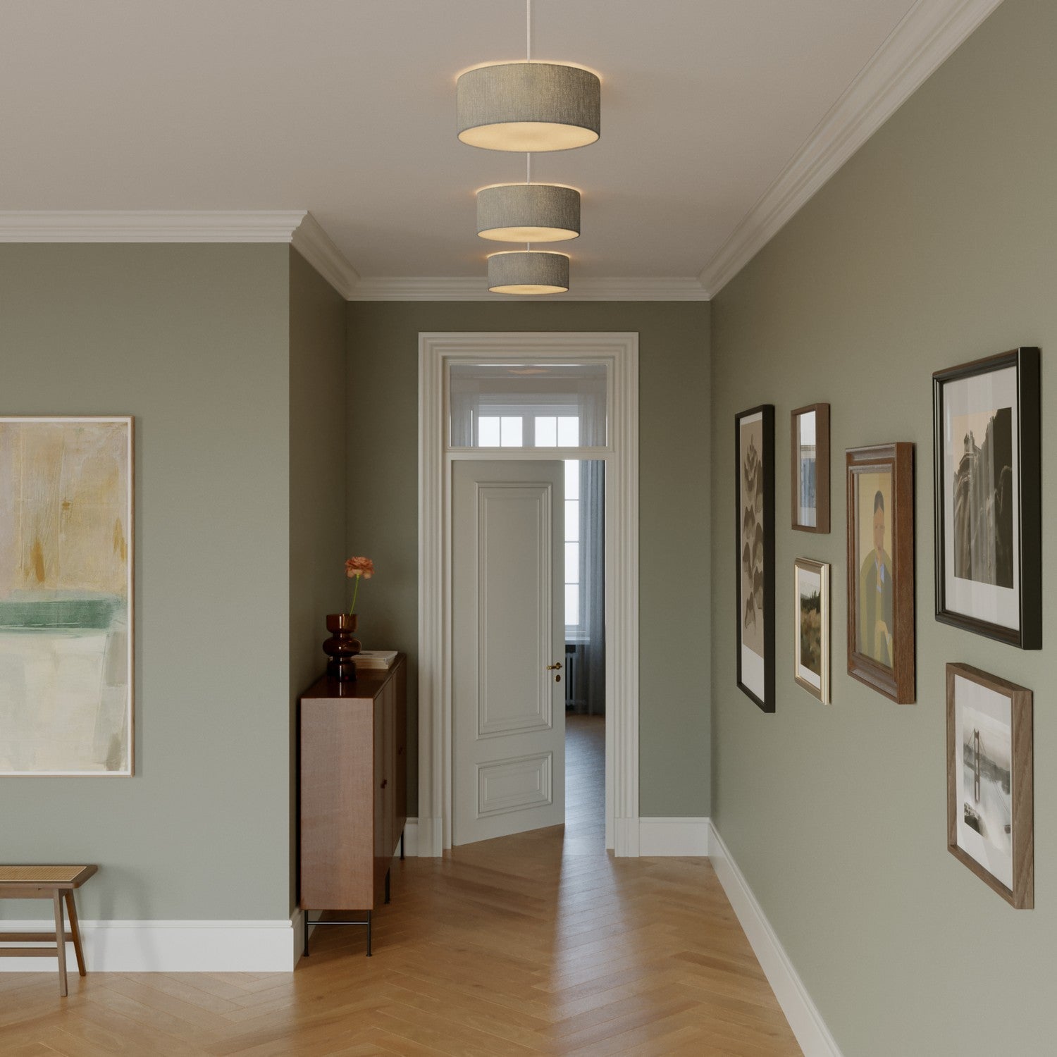 Plafoniera in tessuto Small Camelot grigio - Made in Italy