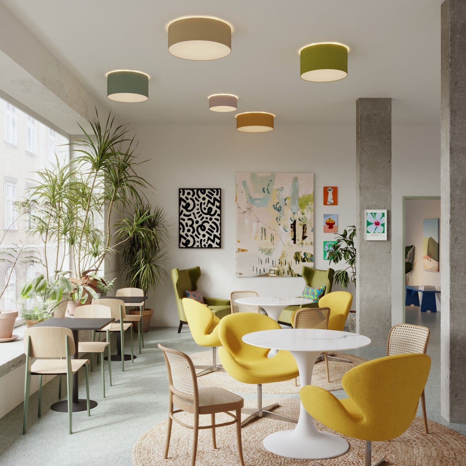 Plafoniera in tessuto Small Camelot grigio - Made in Italy