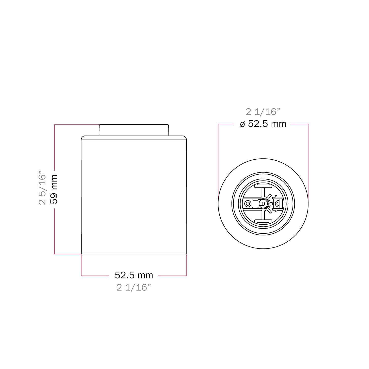 Portalampada E27 in metallo da parete o soffitto - Rame satinato