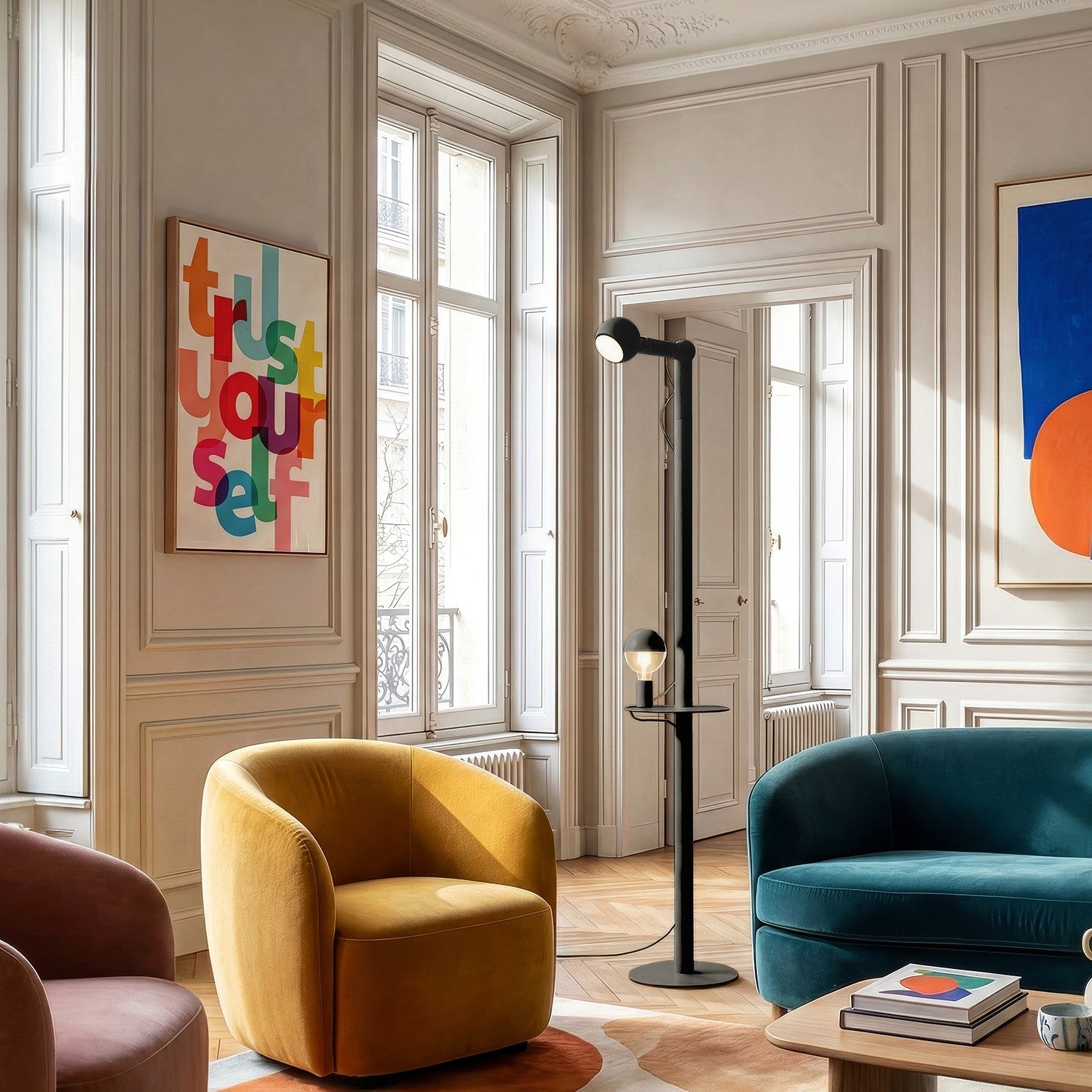 Rocco XXL - Lampada da terra con spina UK e lampadina Maria e Camo - Nero